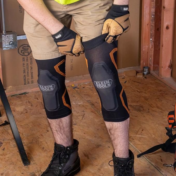 Klein Tools 60622 Knee Pad Compression Sleeve, Knee Support for Construction, Workers and Athletes, Black, S/M