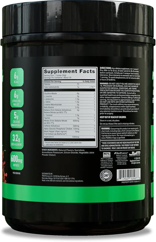JYM Supplement Science Pre JYM Plus Orange Pre-Workout Powder, Amino Nitrates, Creatine, Betaine, Nootropics, BCAA’s, for Men & Women, 30 Servings