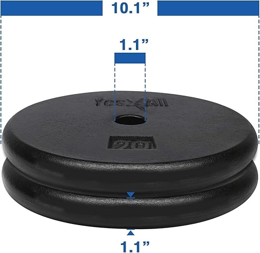Yes4All 1 Inch Grip Cast Iron Weight Plates for Dumbbells – Standard Weight Plates - 20lb