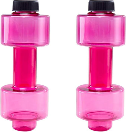 2pcs Dumbbell Shaped Water-Filled Dumbbells Clear Cups Sports Water Bottle for Sports Fitness Gym Training Men Women