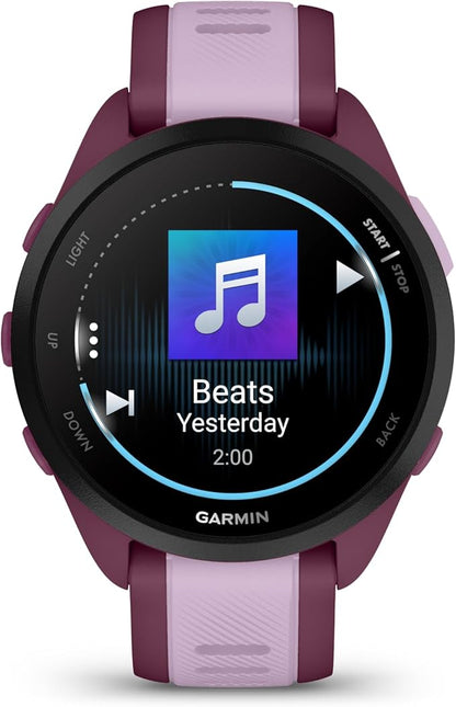 Garmin Forerunner 165 Music GPS Running Smartwatch, Fitness Tracker Smart Watch for Men and Women Bundle with Accessories - Berry/Lilac