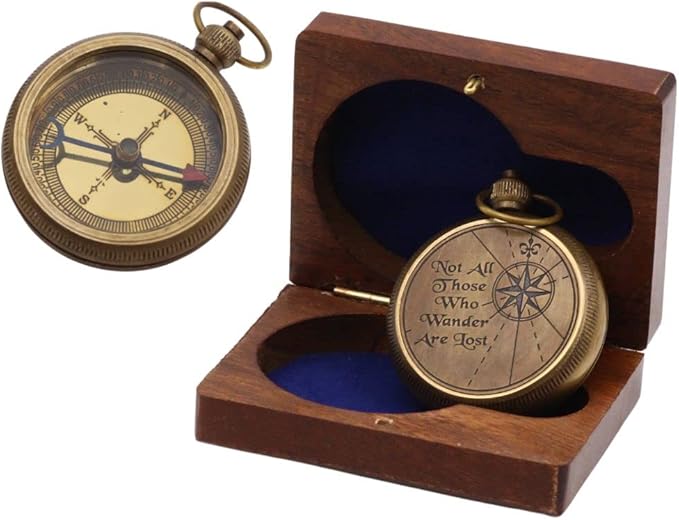Antique Nautical Vintage Directional Magnetic Compass with Famous