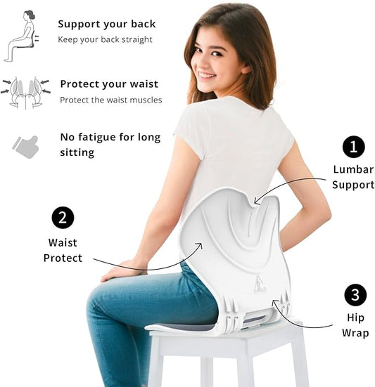 Foldable Lumbar Back Support Chair Ergonomic Curve for Posture Corrector Back Pain Relief Perfect for Floor Seat Officework Homework Small Size for Children Teenagers Youths (Yellow)