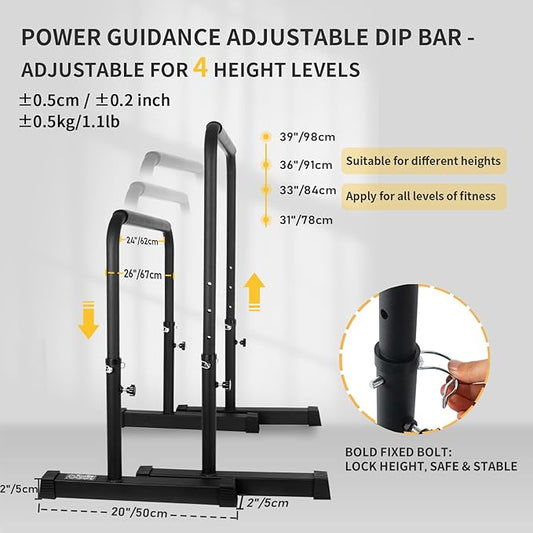 POWER GUIDANCE Dip Bar 30Inches - 38.6Inched, 3 3 Colors