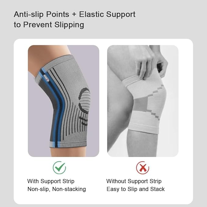 JLebow Knee Compression Sleeve for Knee Pain- Best Knee Brace for Athletes with Medical Grade Compression