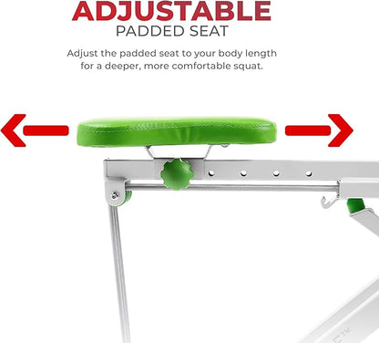 Sunny Health & Fitness Row-N-Ride Squat Assist Trainer, Foldable & Easy Setup Exercise Equipment w/Adjustable Resistance, Home Gym Training Machine for Arm, Glute & Leg Workout, Optional in Colors