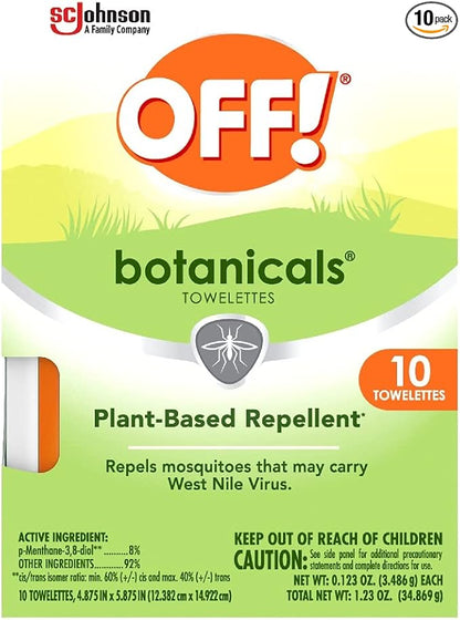 OFF! Botanicals Insect Repellent Wipes 10 Count