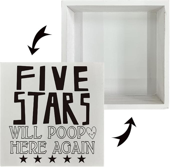 Bathroom Decor Sign - Five Stars Will Poop