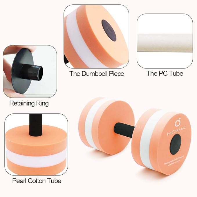Aquatic Exercise Dumbell Set of 2 - Water Aerobic Exercise Foam Dumbbells Pool Resistance Fitness Equipment for Weight Loss