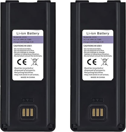 BAOFENG 2 Pack UV-25 Battery BL-UV25 for UV-25 BL-UV25 High DC7.4V for