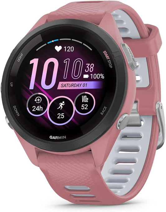 Garmin Forerunner 265S (Light Pink/Whitestone) Running GPS Smartwatch | Colorful AMOLED Display, Training Metric, & Recovery Insights | Gift Bundle with HD Screen Protectors, Wall Adapter & Hard Case