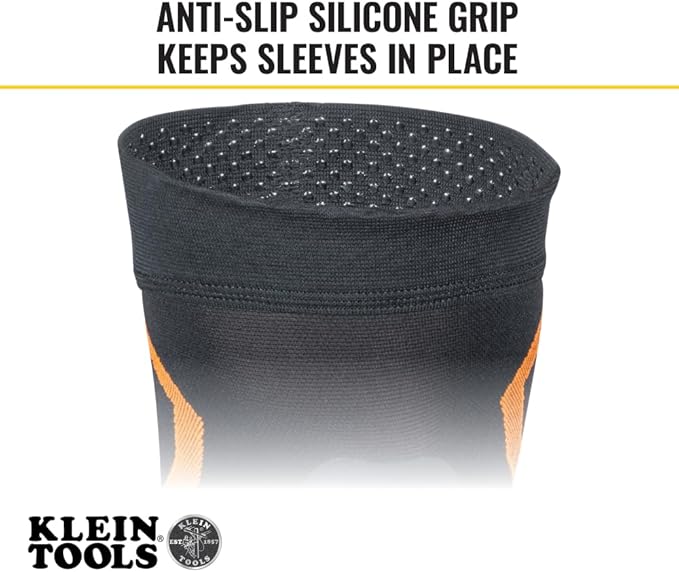 Klein Tools 60622 Knee Pad Compression Sleeve, Knee Support for Construction, Workers and Athletes, Black, S/M