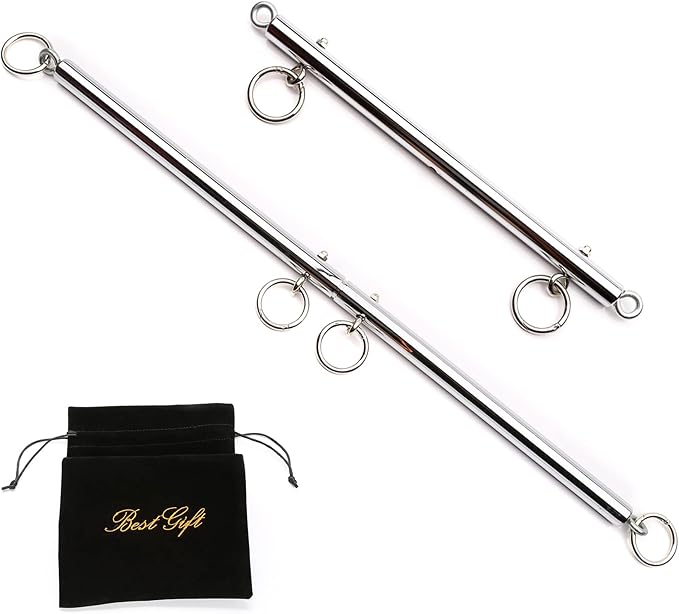 EXREIZST Adjustable Expandable 2 Silver Spreader Bar Set