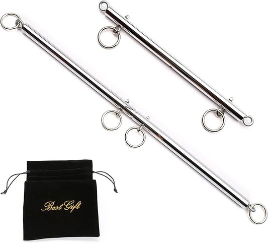 EXREIZST Adjustable Expandable 2 Silver Spreader Bar Set