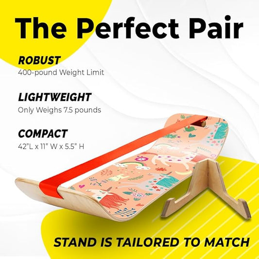 GIBBON GiBoard Balance Board for Adults & Kids - Slackline Workout Equipment Home Gym Training - Wooden Wobble Board Balance Trainer - Standing Desk Exercise - Yoga, Agility, Pilates, Core, Snowboard
