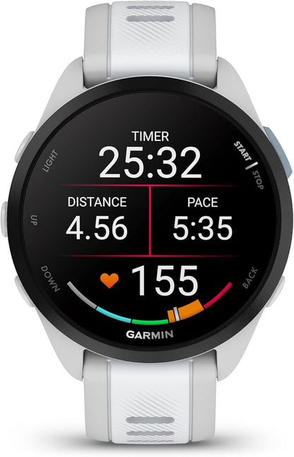Garmin Forerunner 165 Music GPS Running Smartwatch, Fitness Tracker Smart Watch for Men and Women Bundle with Accessories - Mist Gray/Whitestone