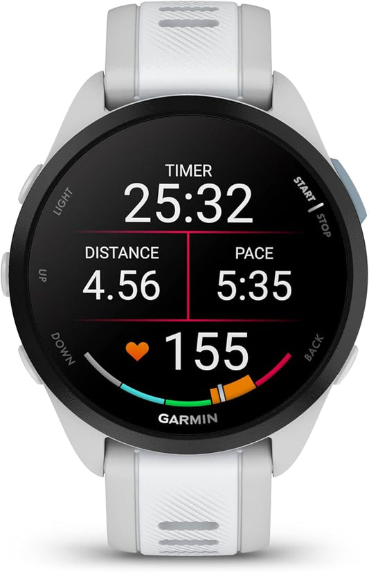 Garmin Forerunner 165 Music GPS Running Smartwatch, Fitness Tracker Smart Watch for Men and Women Bundle with Accessories - Mist Gray/Whitestone
