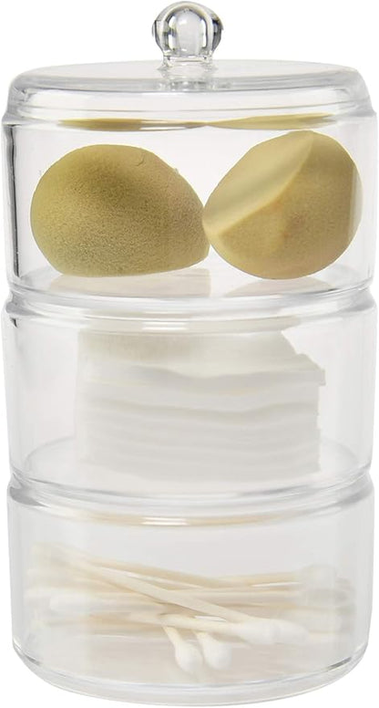 Home-X Cotton Ball and Swabs Holder 3-Level Apothecary