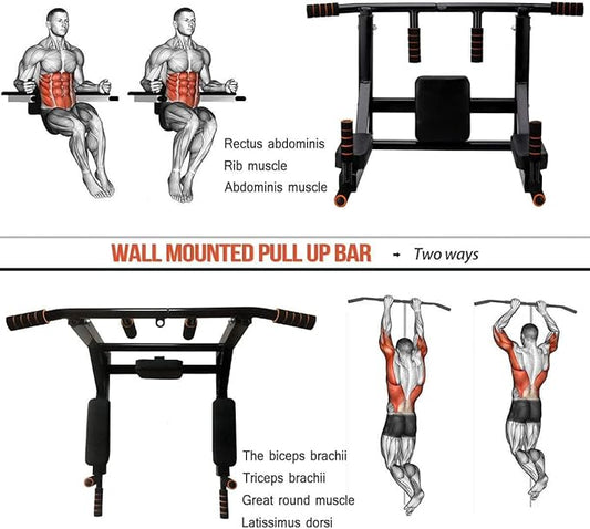 STARBRILLIANT Pull Up Bar Wall Mounted Chin Up 440 Lbs
