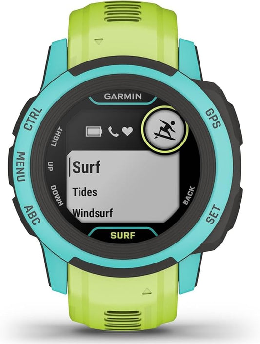 Garmin Instinct 2S, Surf-Edition, Smaller-Sized GPS Outdoor Watch, Surfing Features, Multi-GNSS Support, Tracback Routing, Waikiki