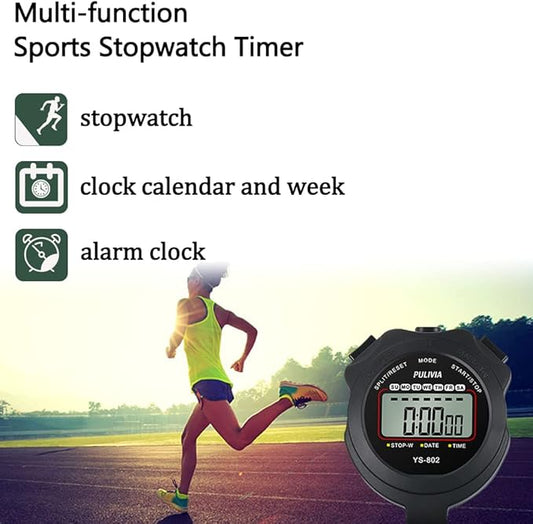Sports Stopwatch Timer Single Lap Split Digital Stopwatch
