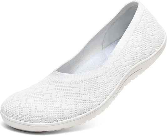 Women's Wide Toe Box Flats Shoes Knit Ballet Flat Slip-on Dress Walking Comfort Shoes