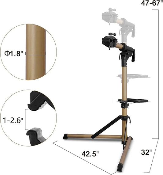 Heavy Duty Electric Bike Repair Stand Max 110 lbs, Portable Aluminum Bicycle Stand Manintenance Workstand,Suitable for Any BIke, Heavy E-Bike, Mountain Bike and Road Bike etc