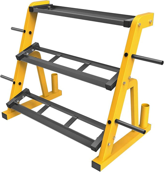 Kipika Heavy Duty 3 Tier Dumbbell Rack Multifunctional, Weight Rack for Dumbbells, Home Gym Equipment, Suitable for Storage of Dumbbell, Kettle Bell, Barbell Plate, Barbell Bar