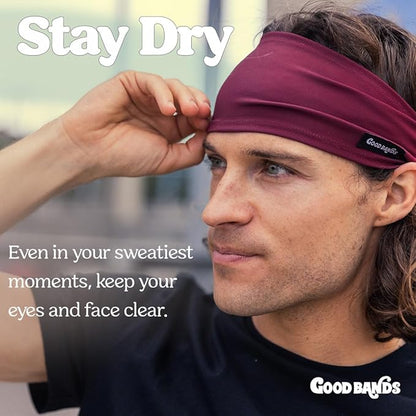 Sweatband for Men and Women - Unisex Headband That Wicks Moisture and Eliminates Excess Sweat - Durable & Long-Lasting - Running, Sports, Football, Triathlons, Construction, Yoga, Gym