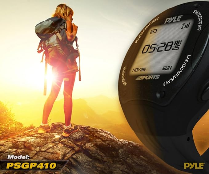 Pyle Extreme GPS Sports Watch Workout Trainer - ANT+ Heart Rate Monitor Compatible - For Tracking Running, Biking, Hiking Outdoors - Export Data to Map my Run and Strava - Displays Pace, Speed and Distance