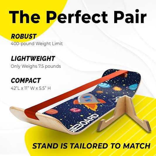 GIBBON GiBoard Balance Board for Adults & Kids - Slackline Workout Equipment Home Gym Training - Wooden Wobble Board Balance Trainer - Standing Desk Exercise - Yoga, Agility, Pilates, Core, Snowboard