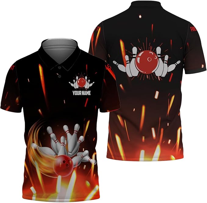 Personalized 3D Bowling Polo Shirts, Custom Name, Team Name Shirt, Bowling Shirts for Men Women, Birthday, Christmas