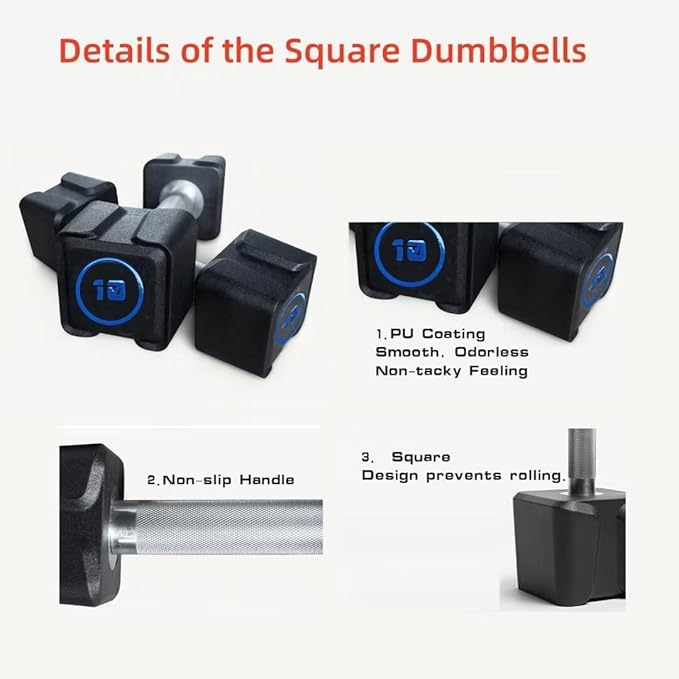Cast Iron Dumbbells,(5.5LB-30LB)/Single(30LB/55LB) Dumbbell Weights with PU Coating and Anti-slip Grip,No Odor