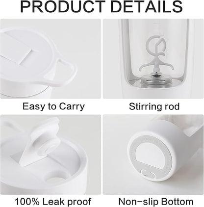 JOTER & LIBEAR Electric Shaker Bottle, Made with Tritan - BPA Free - Portable Mixer Cup/USB Rechargeable Shaker Cups for Protein Shakes and Meal Replacement Shakes, 22 oz (White)