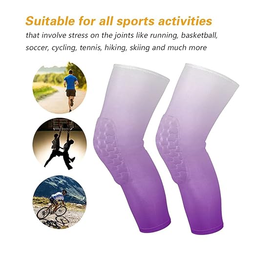 Purple Gradient Sports Knee Pads Youth Volleyball Basketball Knee Pads Long Leg Sleeves Braces Compression Wrestling Knee Pads for Boys Girls Football Dance Yoga