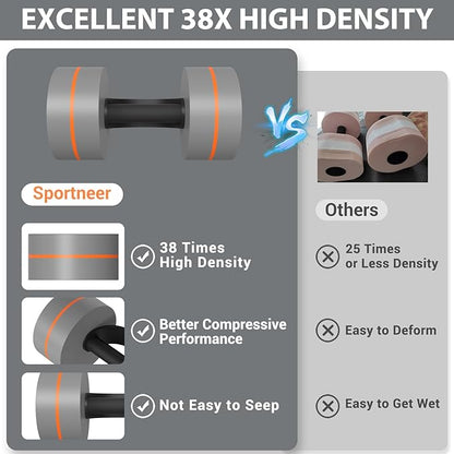 Sportneer Water Weights Aquatic Exercise Dumbbells Water Dumbbell Aerobics Workouts Set of 2 EVA Foam Pool Weights Dumbbells Set Aqua Fitness Barbells Equipment for Water Aerobics Weight Loss
