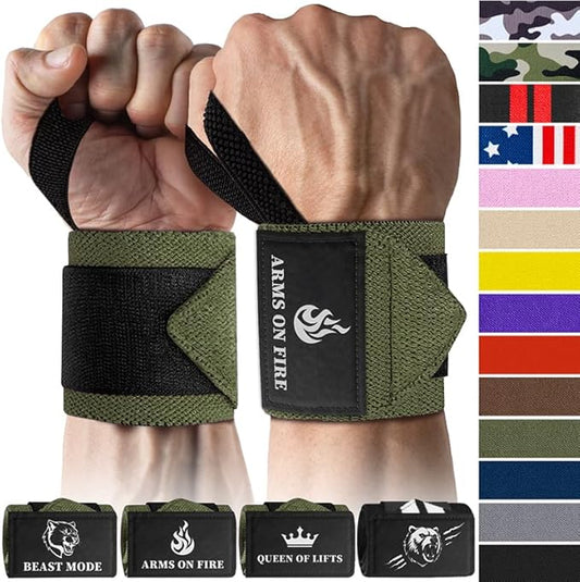 TECEUM Weightlifting 18" & 12" Wrist Wraps with Thumb Loop – Heavy Duty Wrist Workout Braces for Men and Women – Ideal for Powerlifting, Strength Training, Bodybuilding