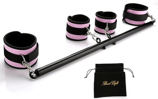 Sovyime Black Portable Exercise Spreader Bar with 4pcs