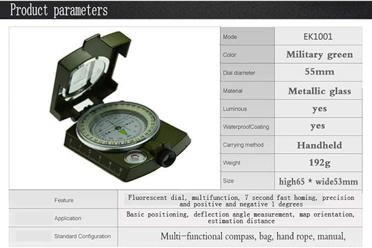 Compass,Banne Metal Waterproof Compass,Camping Compass Fluorescent Pointer Compass