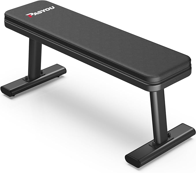 PASYOU Flat Weight Bench Workout Bench Max Load 1450LBS/660KG Strength (Model:PW100)