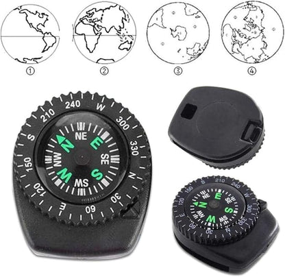 Button Compass - Mini Black Survival Compass Compass