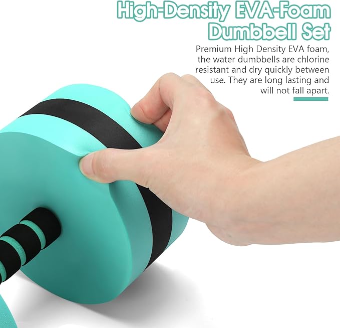 Aquatic Exercise Dumbbells, 2PCS Aqua Fitness Barbells, EVA-Foam Water Rings Dumbbell Set, Pool Weights Dumbbells Set for Water Aerobics Weight Loss, Pool Fitness, Water Exercise