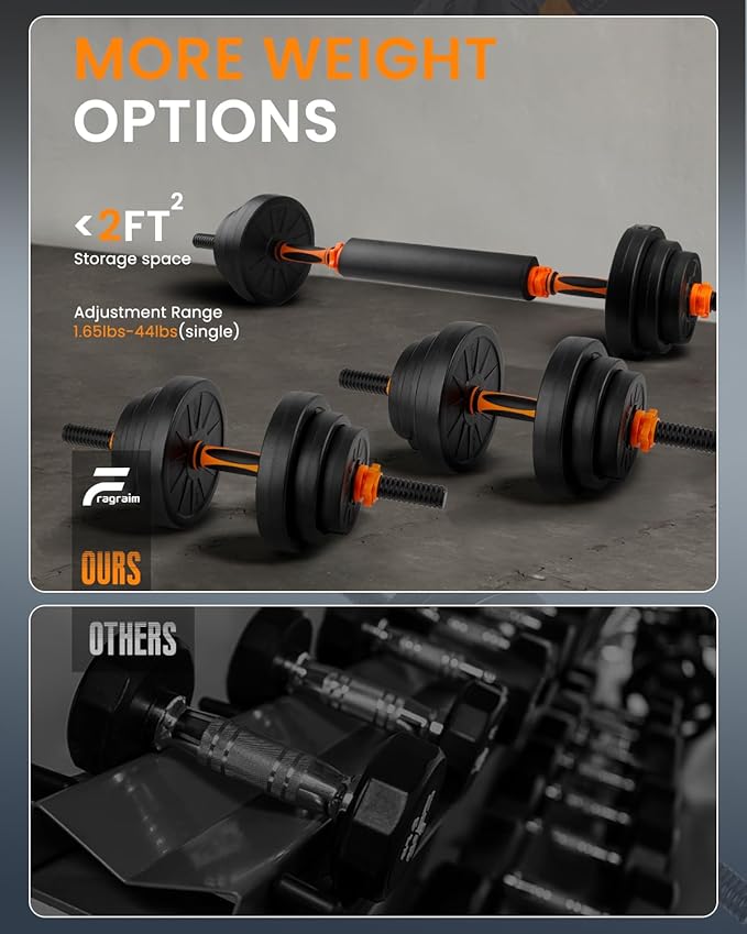 Adjustable Weights Dumbbells Set, 22/33/44/55/66/88lbs Free Weights Dumbbells Set with 4 Mode, Weight Set for Home Gym, Used as Kettlebells, Barbell, Push up Stand, Workout, Suitable Men and Women