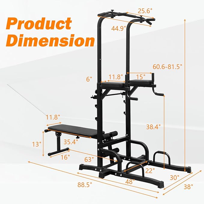 Power Tower with Bench Multifunctional Home Gym Pull