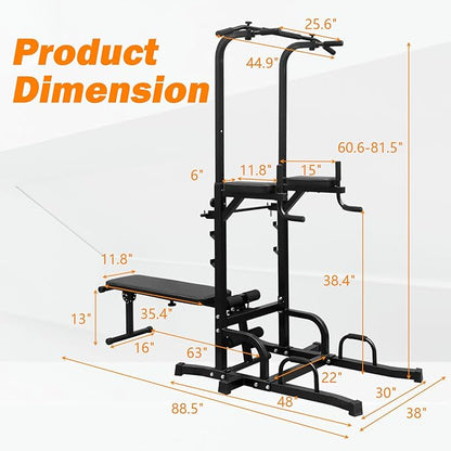 Power Tower with Bench Multifunctional Home Gym Pull