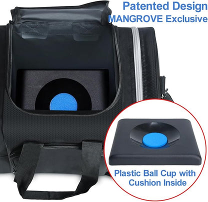 Mangrove Bowling Ball Bag for Single Ball, 2020 Bowling Ball Tote Bowling Bag with Padded Ball Holder - Fits Bowling Shoes Up to Mens Size 14 and Accessories (Black)