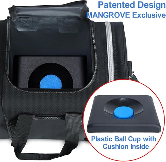 Mangrove Bowling Ball Bag for Single Ball, 2020 Bowling Ball Tote Bowling Bag with Padded Ball Holder - Fits Bowling Shoes Up to Mens Size 14 and Accessories (Black)