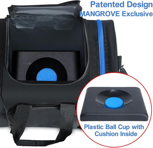 Mangrove Bowling Ball Bag for Single Ball, 2020 Bowling Ball Tote Bowling Bag with Padded Ball Holder - Fits Bowling Shoes Up to Mens Size 14 and Accessories (Black)