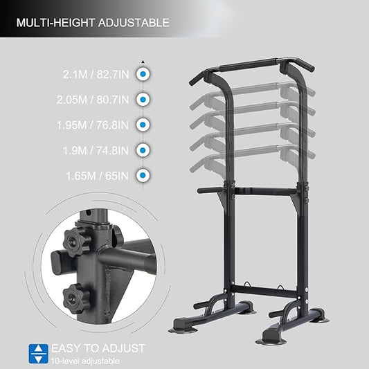 Pull-up Bar and Dip Station Power Tower Adjustable 5.9 Feet