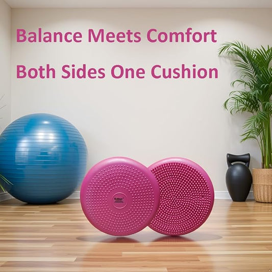 AppleRound Inflated Wobble Cushion with Hand Pump, Air Stability Board (Extra Thick), Core Balance Disc for Adults, Sensory Wiggle Seat for Kids, Flexible Seating for All Age, 13.5in / 34cm Diameter